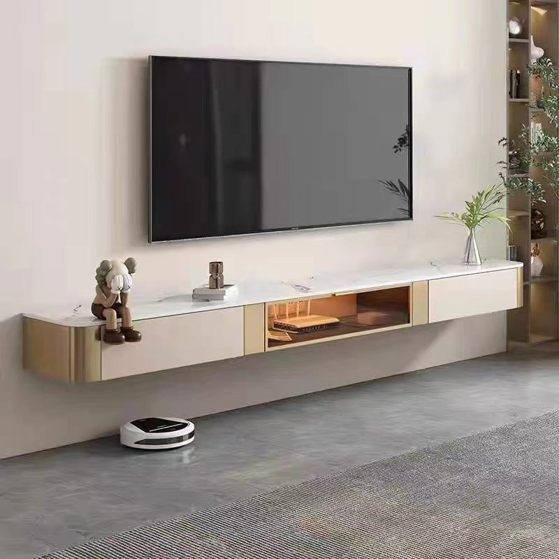 Glam Stone TV Console Wall-mounted TV Stand with Storage for Living Room