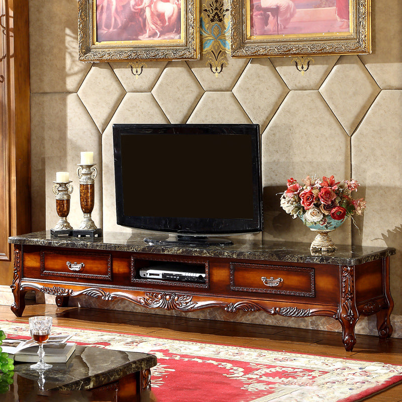 Solid Wood TV Media Console Open Storage Media Console TV Stand with Drawers