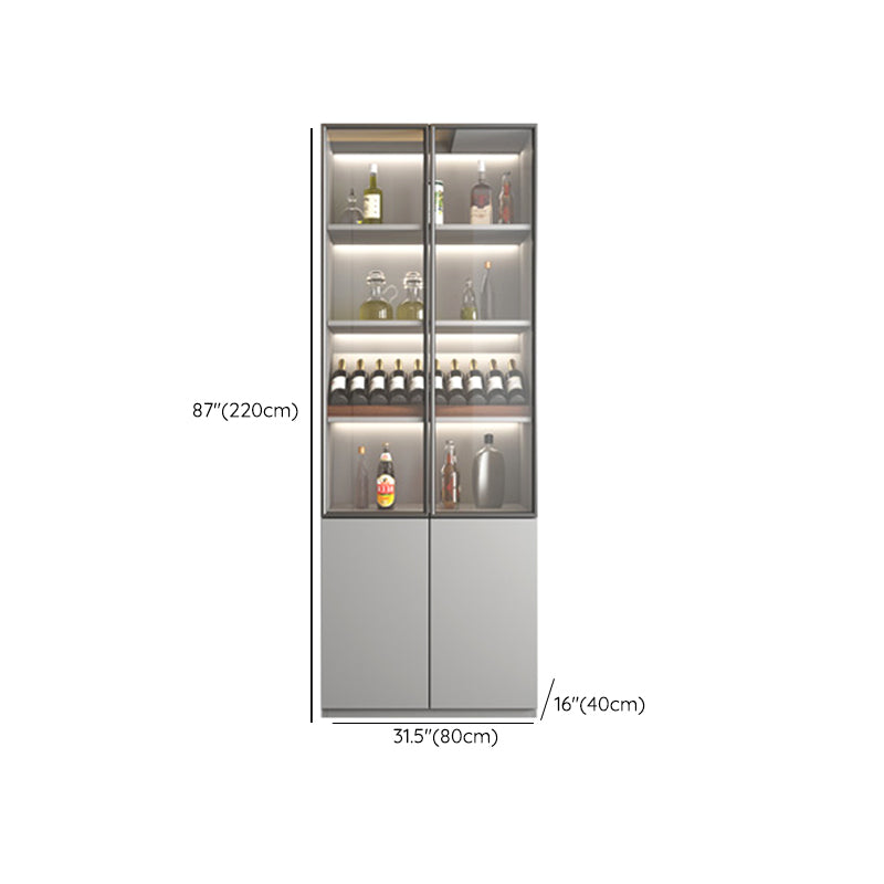 Contemporary Faux Wood Display Cabinet Glass Door Storage Cabinet for Living Room