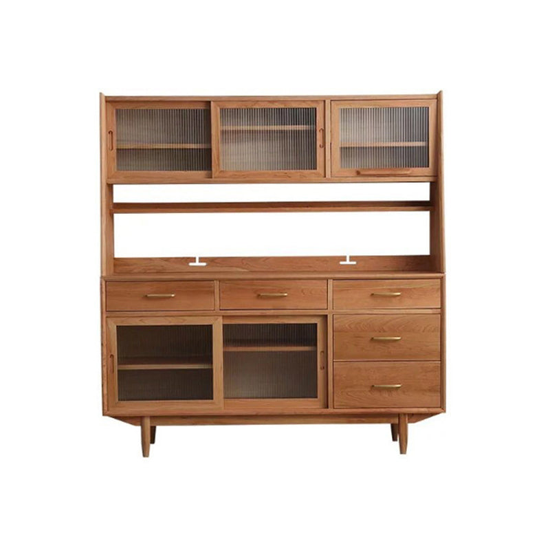 Contemporary Solid Wooden Hutch Buffet Multi-shelf Dining Hutch for Dining Room