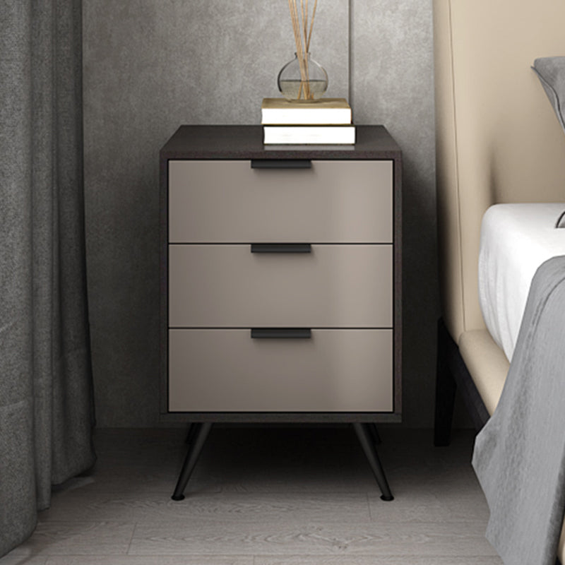 Contemporary Night Table Faux Wood Bed Nightstand with Drawers