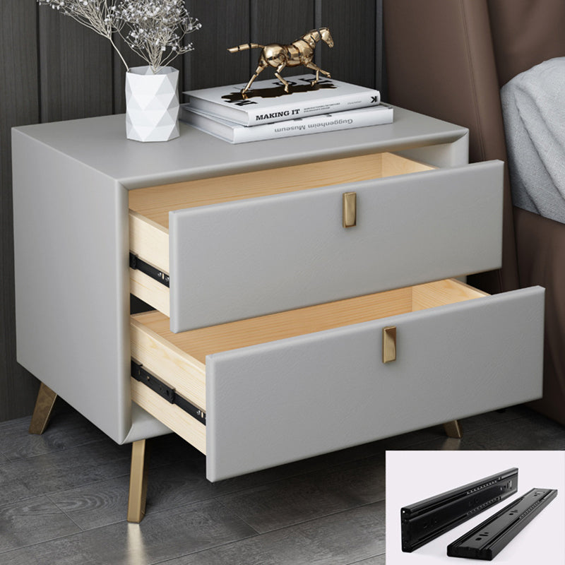 Solid Wood Night Table Contemporary Bed Nightstand with Drawers