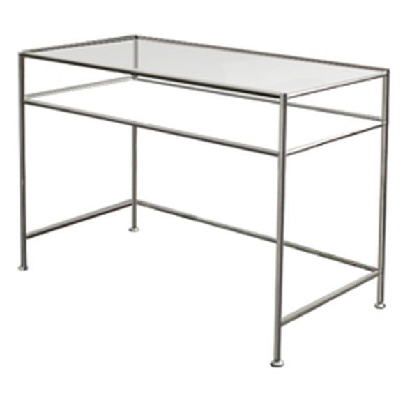 Modern Glass Top Office Desk 31.5" Tall Rectangular Writing Desk