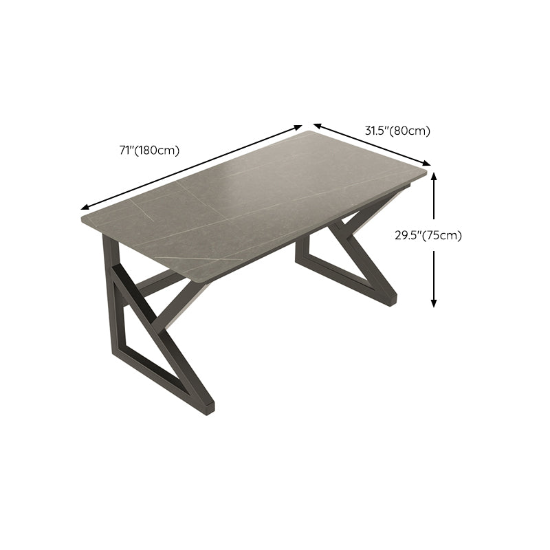 Industrial Office Desk Rectangular Antique Finish Computer Desk with Metal Legs