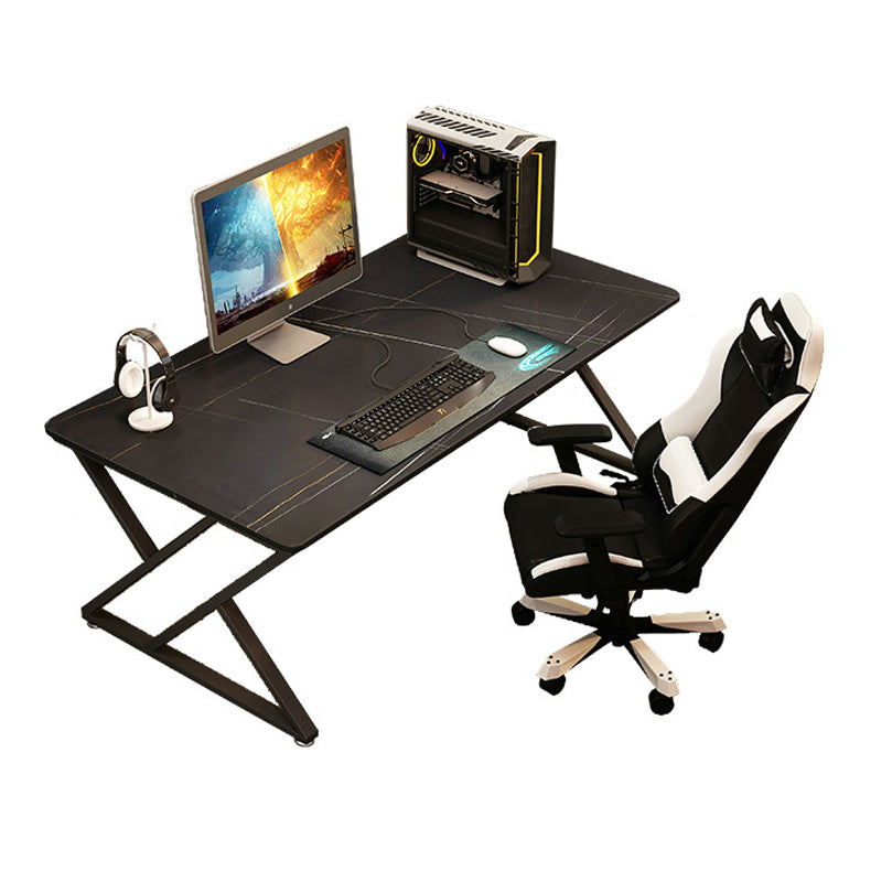 Contemporary Gaming Desk Rectangular Black Secretary Desk with Metal Legs