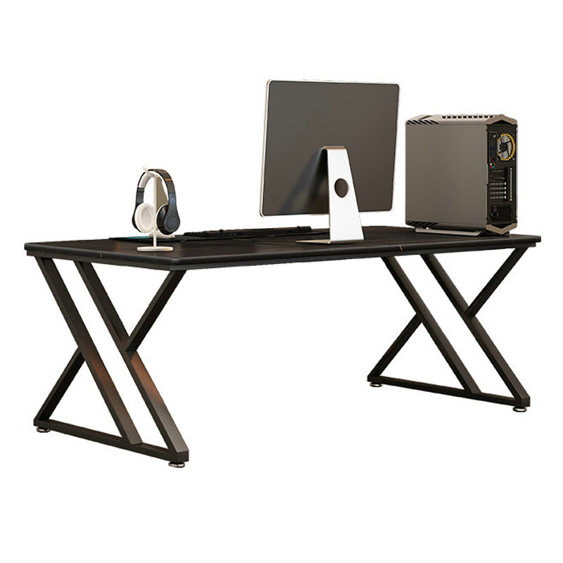 Contemporary Gaming Desk Rectangular Black Secretary Desk with Metal Legs