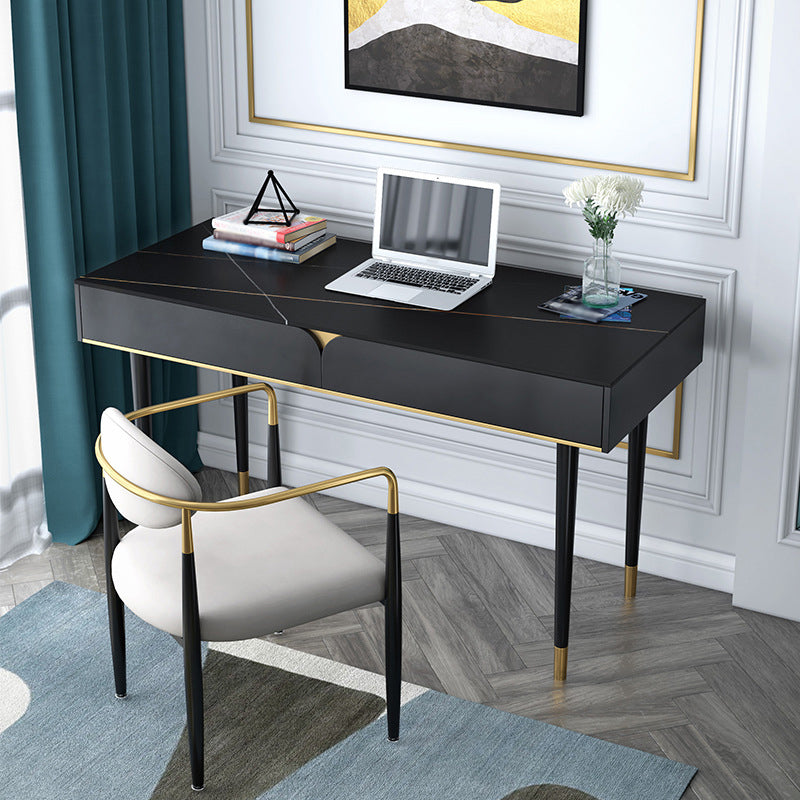 Parsons Glam Office Desk Rectangular Writing Desk with 2 Drawers