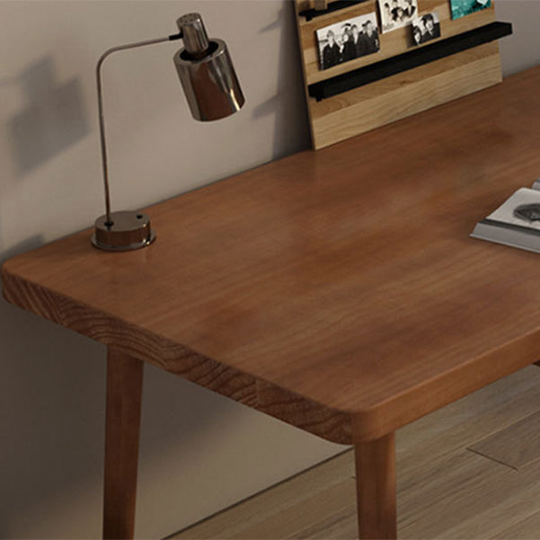 Contemporary Sled Office Desk Natural Solid Wood Writing Desk