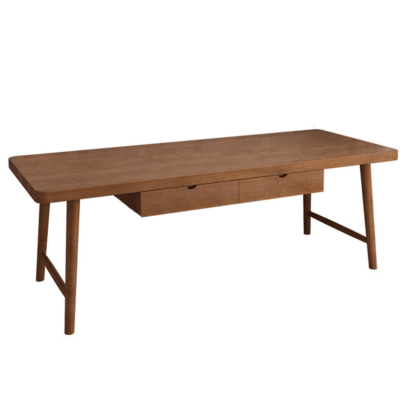 Contemporary Sled Office Desk Natural Solid Wood Writing Desk