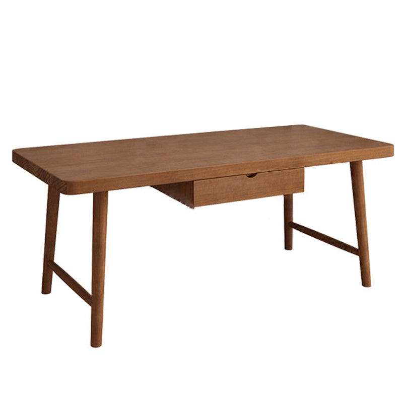 Contemporary Sled Office Desk Natural Solid Wood Writing Desk