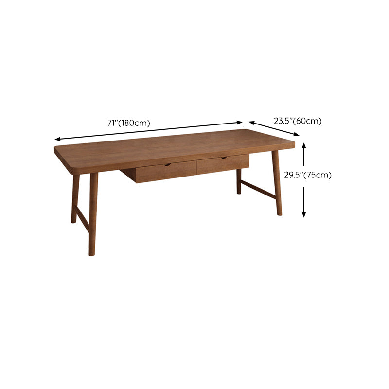 Contemporary Sled Office Desk Natural Solid Wood Writing Desk