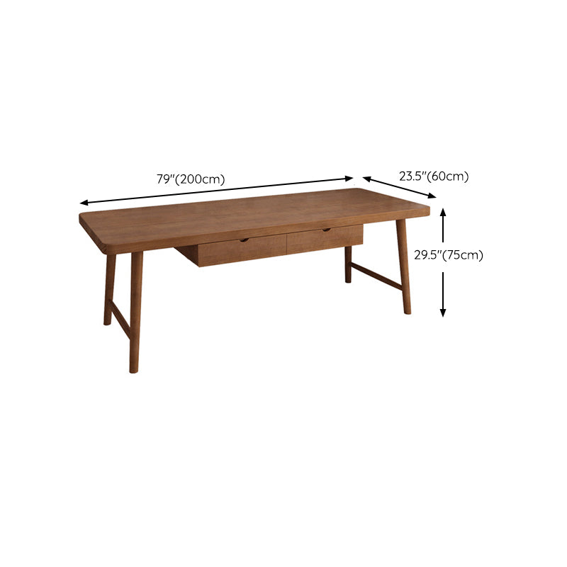 Contemporary Sled Office Desk Natural Solid Wood Writing Desk