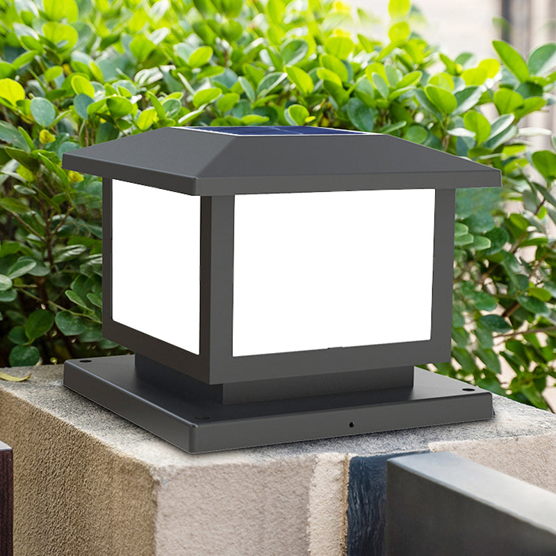 Solar Energy Outdoor Light Modern Waterproof Pillar Lamp with Acrylic Shade for Garden