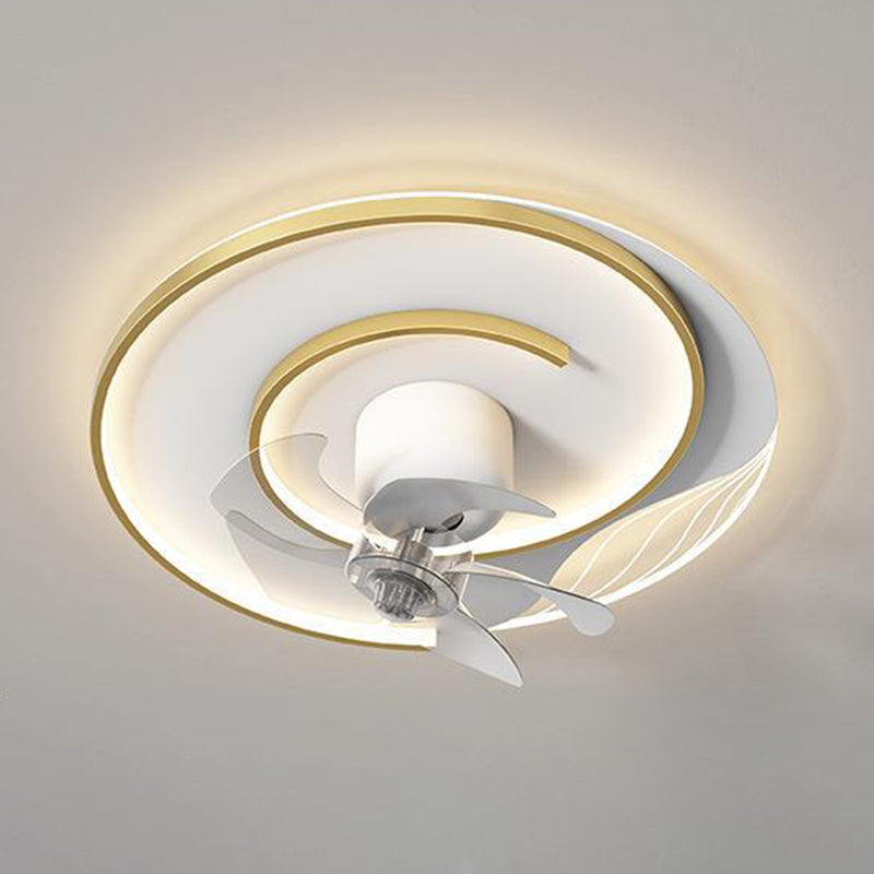 Modern Simple Ceiling Fan Lamp Geometry Shape LED Ceiling Fan Light for Bedroom