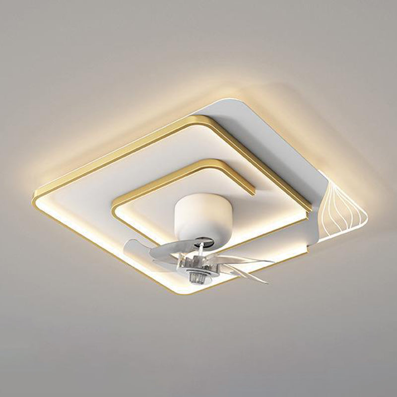 Modern Simple Ceiling Fan Lamp Geometry Shape LED Ceiling Fan Light for Bedroom