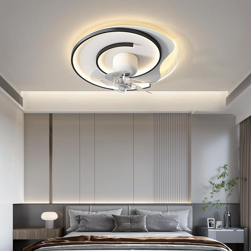 Modern Simple Ceiling Fan Lamp Geometry Shape LED Ceiling Fan Light for Bedroom