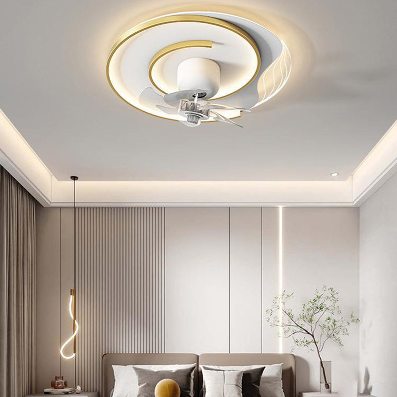 Modern Simple Ceiling Fan Lamp Geometry Shape LED Ceiling Fan Light for Bedroom