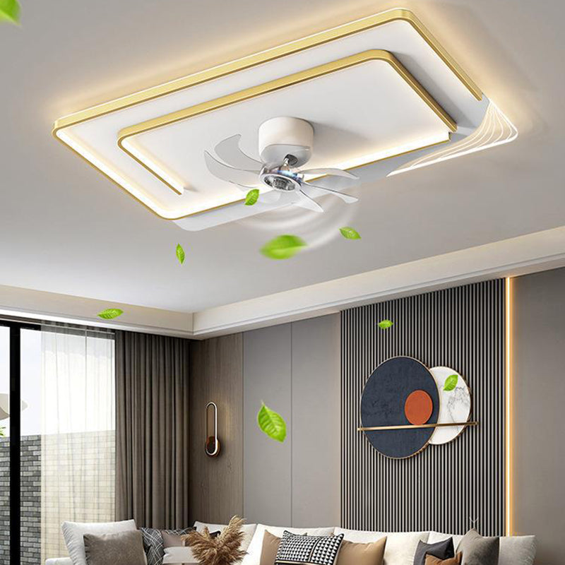 Modern Simple Ceiling Fan Lamp Geometry Shape LED Ceiling Fan Light for Bedroom