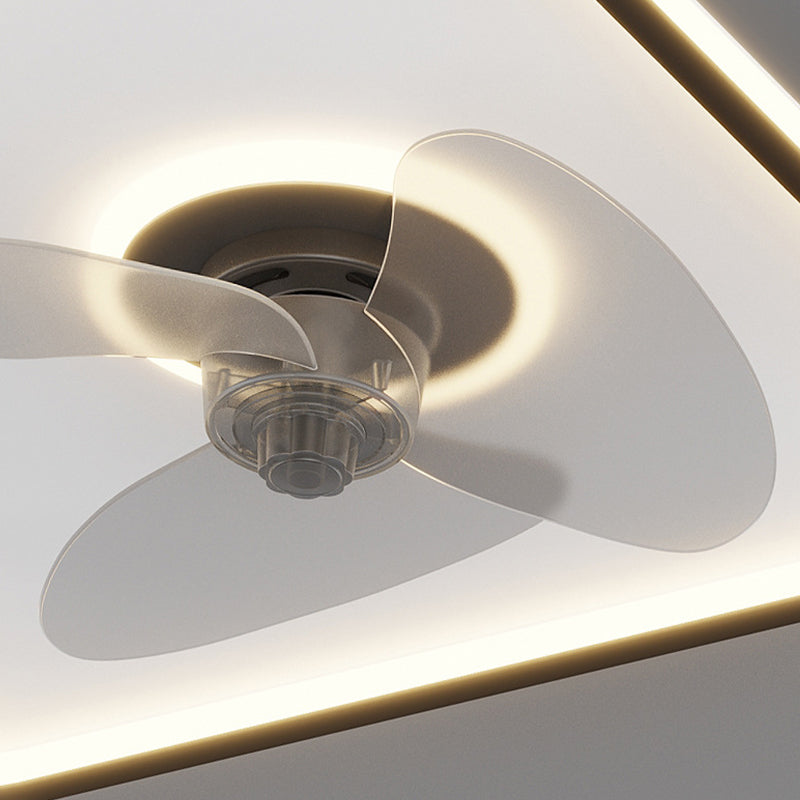 Polish Finish Ceiling Fan 3-Blade Metallic LED Fan with Light for Foyer