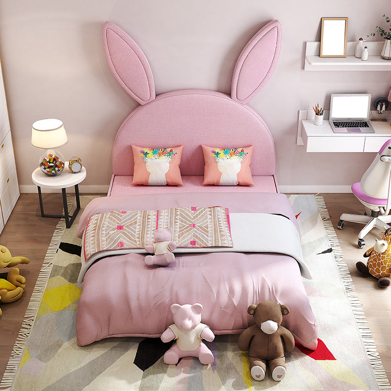 Rabbit Shape Daybed Upholstered Platform Bed with Mattress, Pink