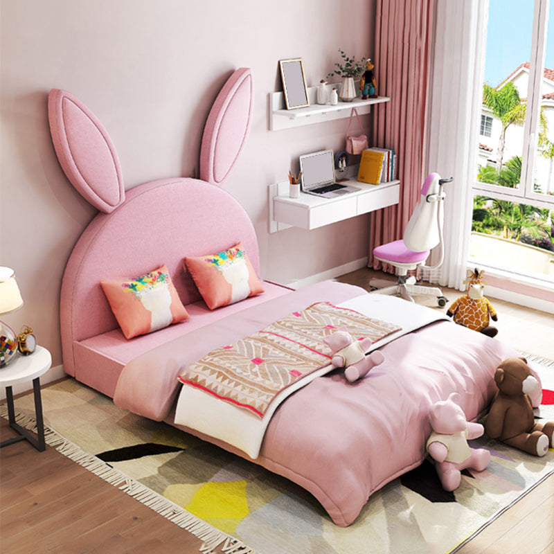 Rabbit Shape Daybed Upholstered Platform Bed with Mattress, Pink