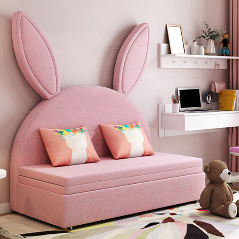 Rabbit Shape Daybed Upholstered Platform Bed with Mattress, Pink