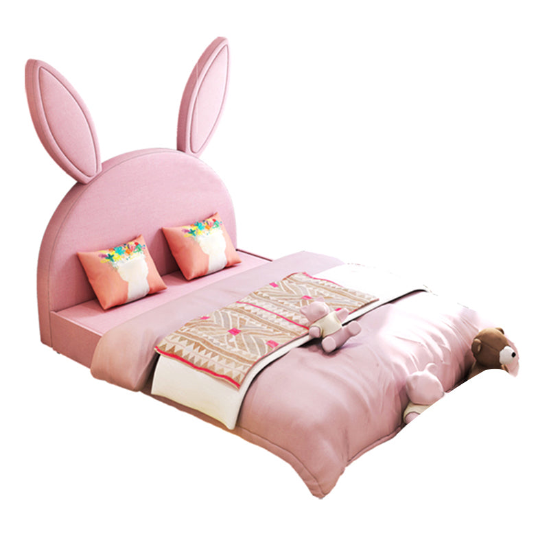 Rabbit Shape Daybed Upholstered Platform Bed with Mattress, Pink