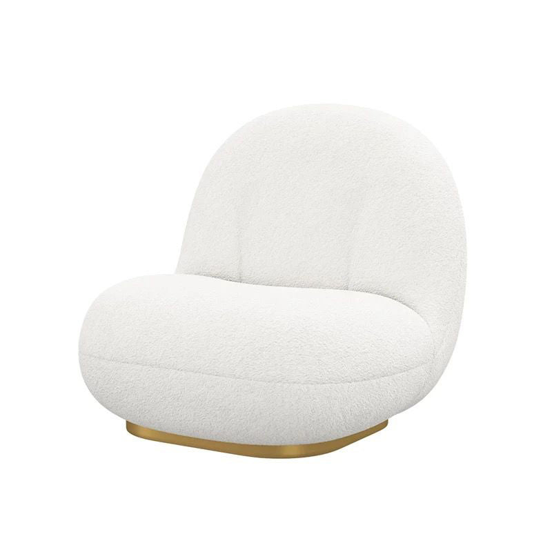 Modern Curved Sofa in White Wool Sloped Arm Sofa with Pillows