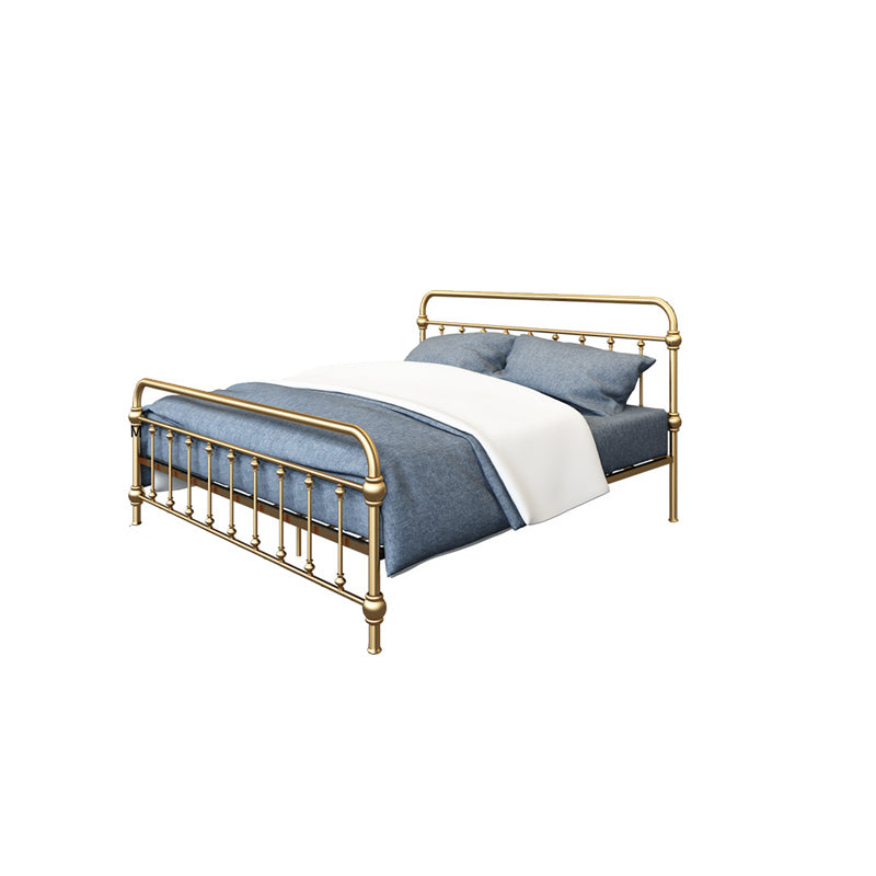 Solid Color Metal Slat Bed Rectangular Open-Frame Bed With Custom Gold Legs