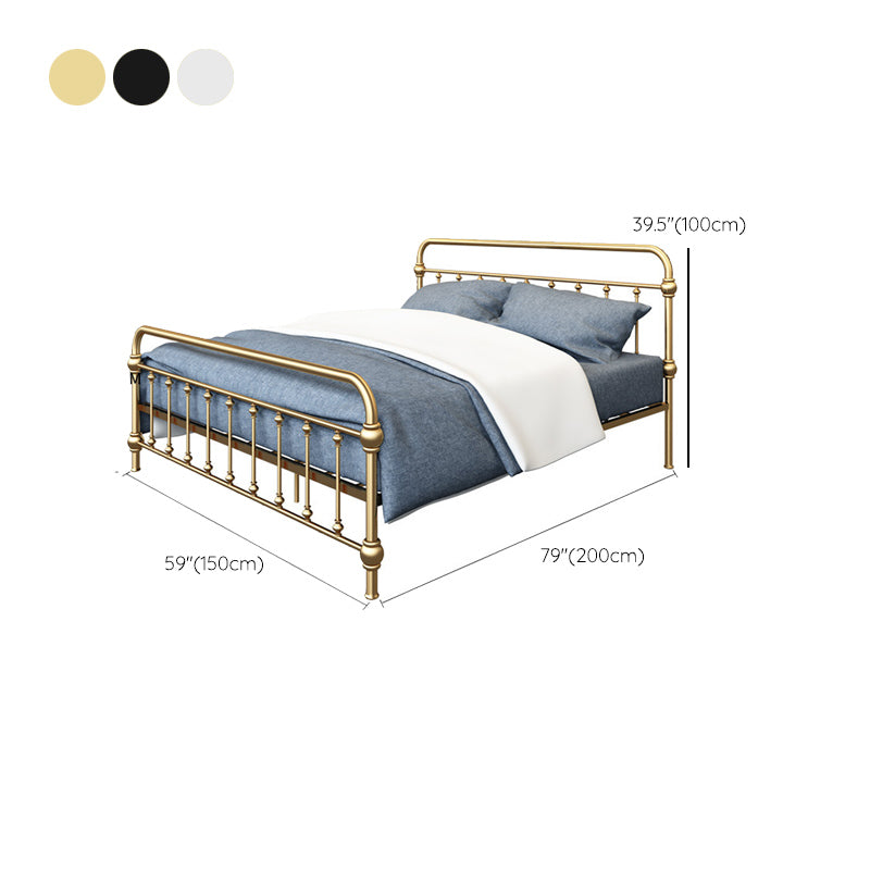 Solid Color Metal Slat Bed Rectangular Open-Frame Bed With Custom Gold Legs