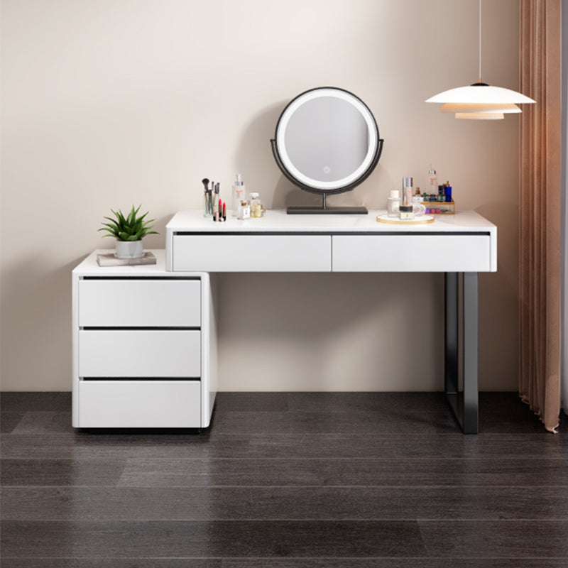 19.68" Wide Wood Vanity Set with Drawer Bright White Make-up Vanity