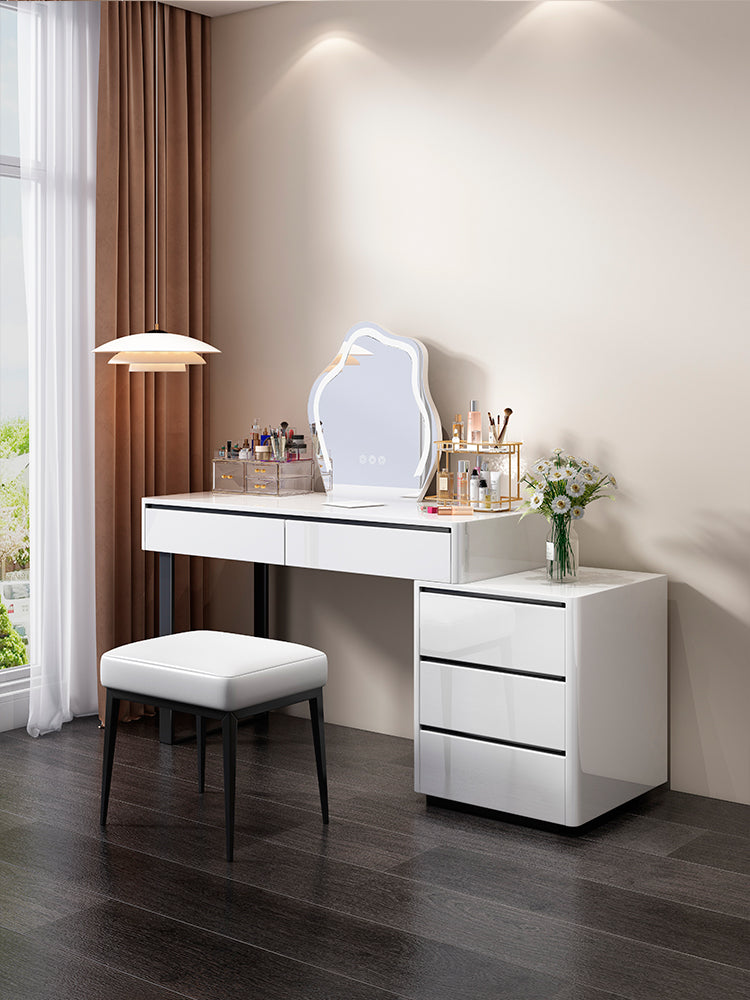 19.68" Wide Wood Vanity Set with Drawer Bright White Make-up Vanity