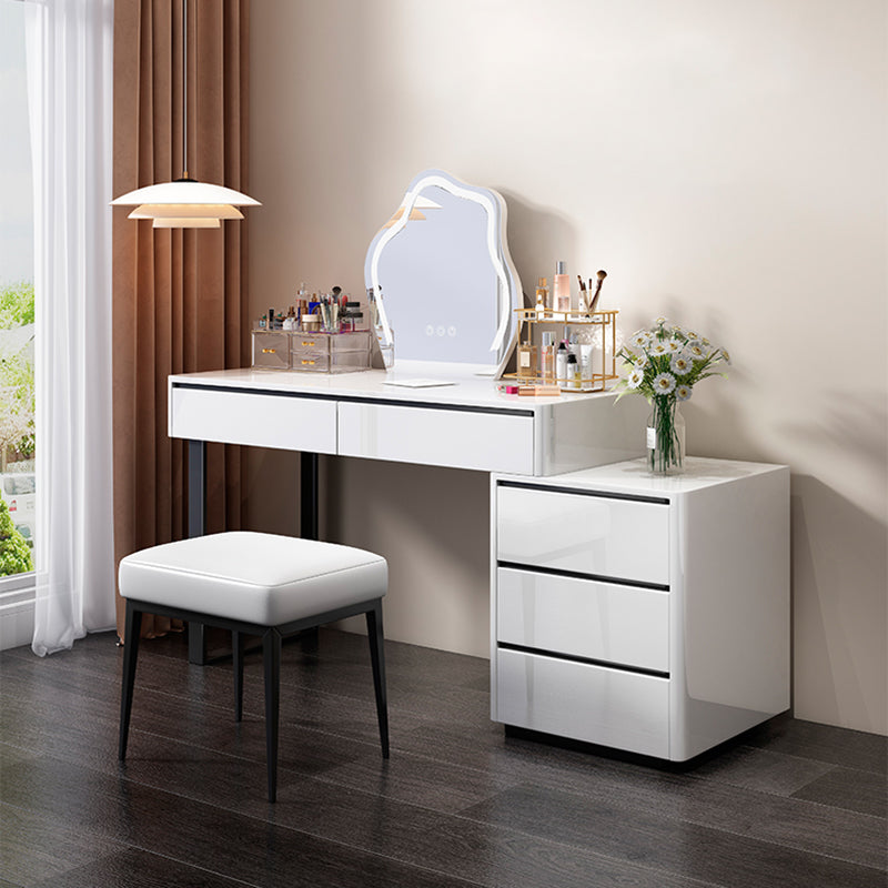 19.68" Wide Wood Vanity Set with Drawer Bright White Make-up Vanity