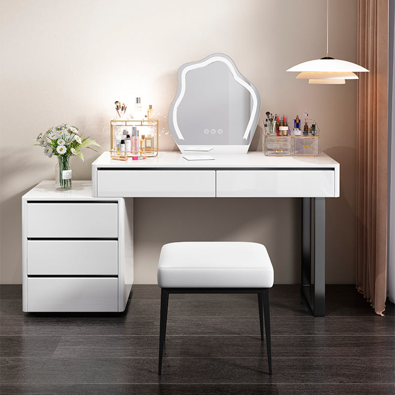 19.68" Wide Wood Vanity Set with Drawer Bright White Make-up Vanity