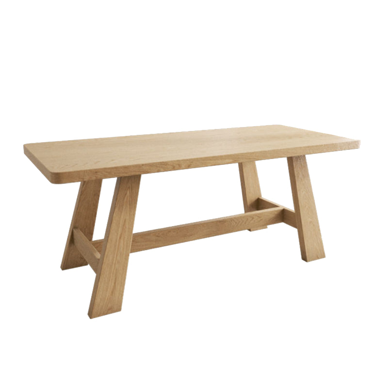 Modern Rectangle Dining Table Solid Wood Dining Table with Trestle Base