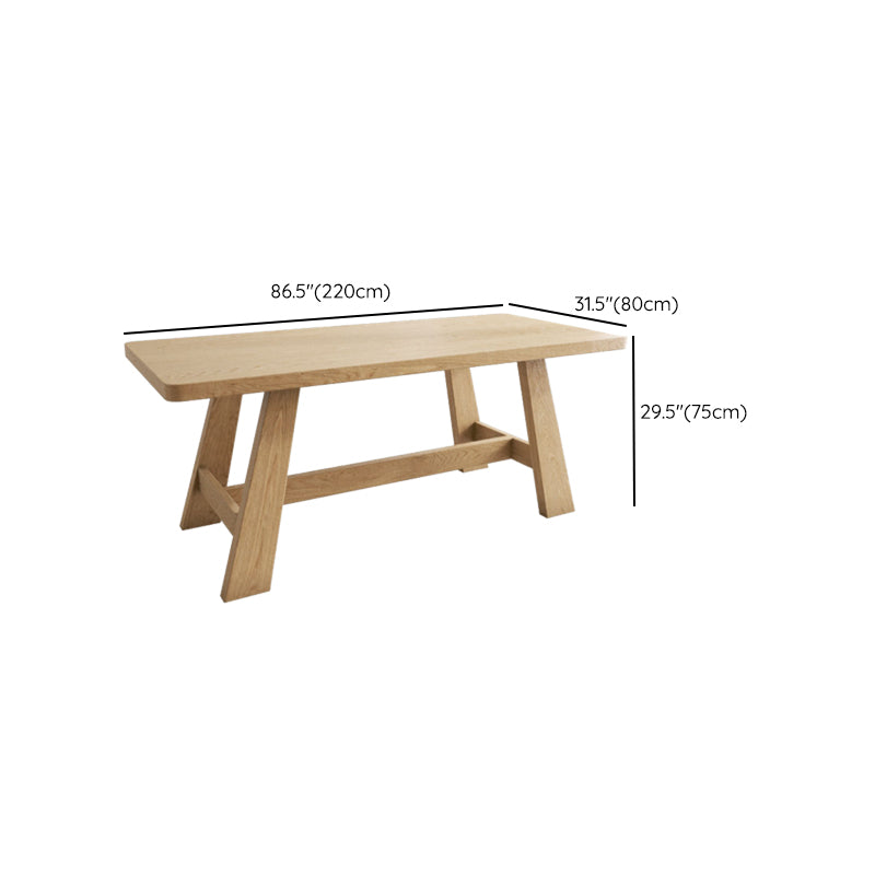 Modern Rectangle Dining Table Solid Wood Dining Table with Trestle Base