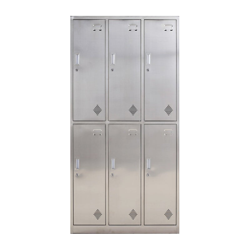 Silver Wardrobe Armoire Industrial Steel Wardrobe Closet with Lock