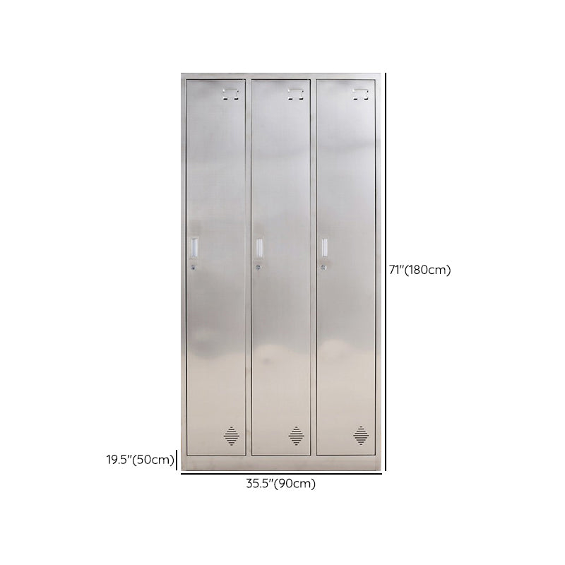 Silver Wardrobe Armoire Industrial Steel Wardrobe Closet with Lock