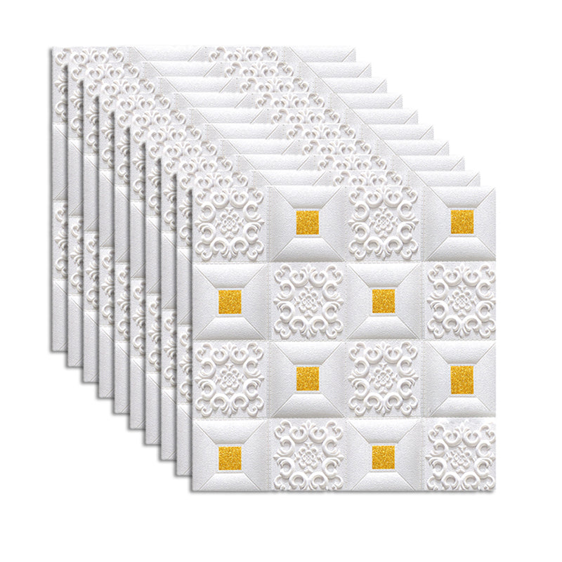 Contemporary Wall Paneling 3D Embossed Mosaic Peel and Press Waterproof Wall Access Panel