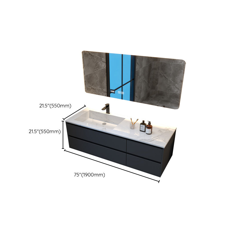 Modern Sink Vanity Wall Mount Bathroom Wooden Vanity Cabinet with Mirror Cabinet