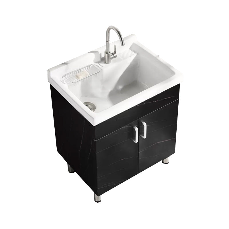 Solid Bath Vanity Set Ceramic Top Freestanding Single Sink Modern Bathroom Vanity