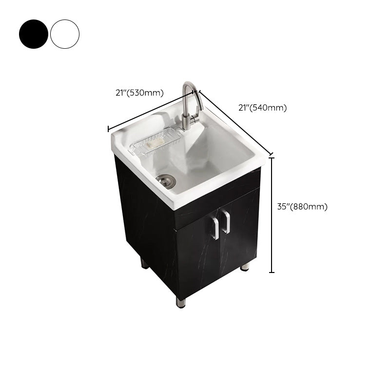 Solid Bath Vanity Set Ceramic Top Freestanding Single Sink Modern Bathroom Vanity