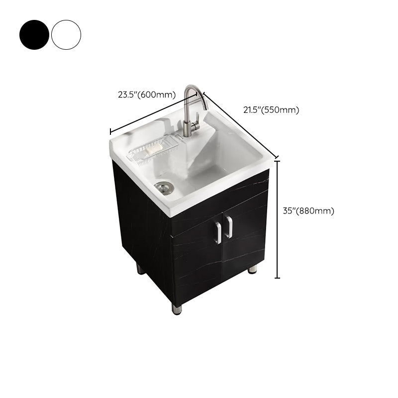 Solid Bath Vanity Set Ceramic Top Freestanding Single Sink Modern Bathroom Vanity