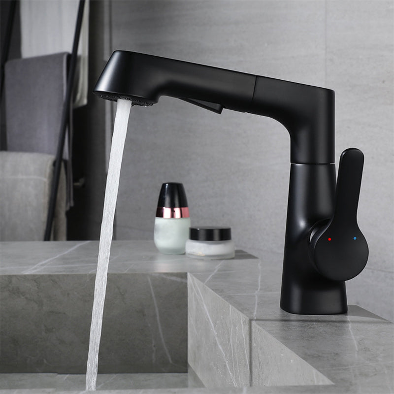 Modern Style Retractable Vessel Faucet Single Handle Copper Vessel Faucet for Bathroom