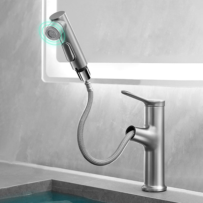 Contemporary Solid Color Sink Faucet Low Arc Centerset Lavatory Faucet for Bathroom