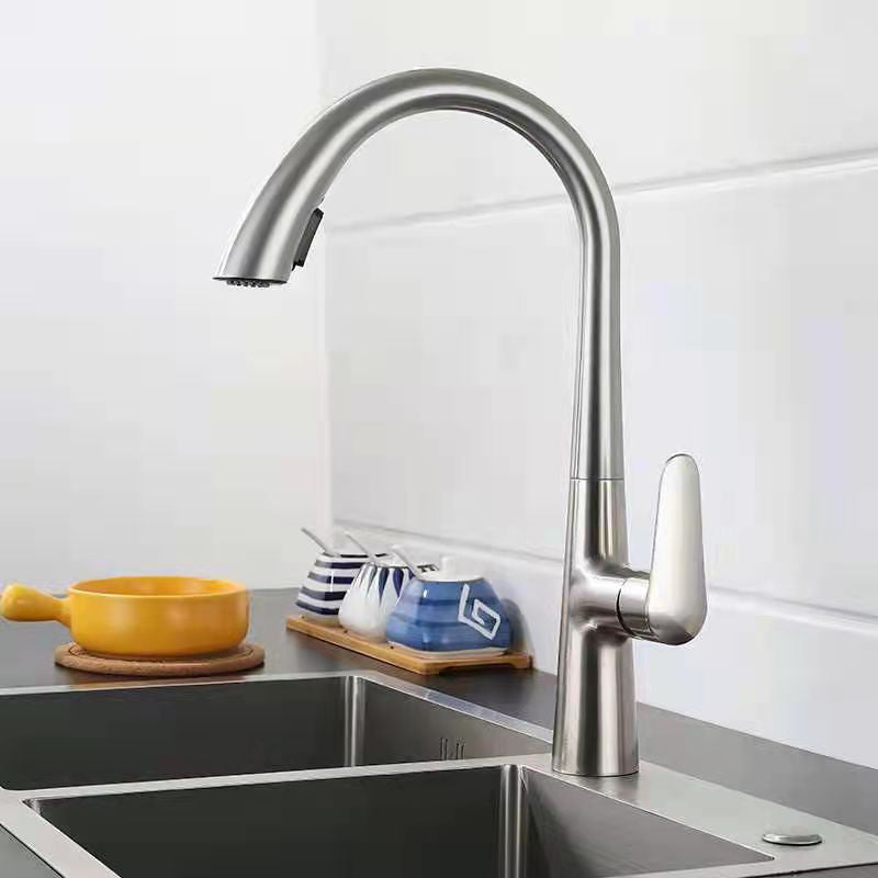 Modern 1-Handle Faucet Pull down Stainless Steel Standard Kitchen Faucet