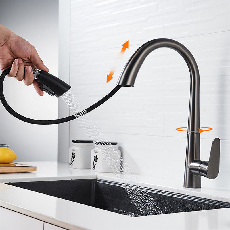 Modern 1-Handle Faucet Pull down Stainless Steel Standard Kitchen Faucet