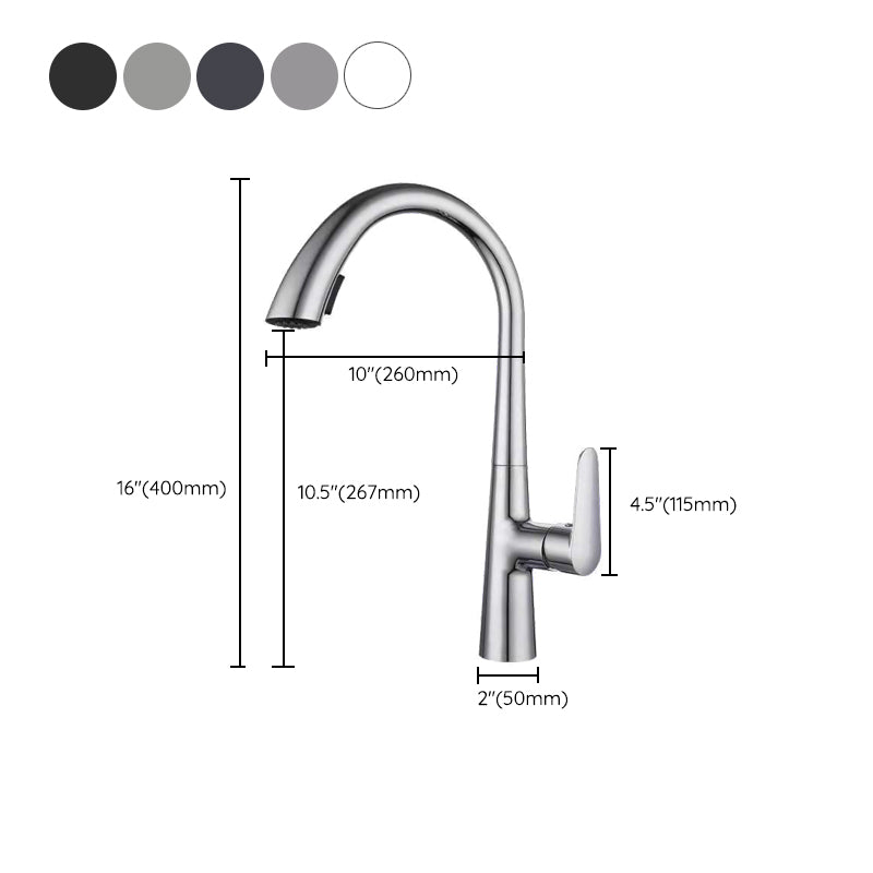 Modern 1-Handle Faucet Pull down Stainless Steel Standard Kitchen Faucet