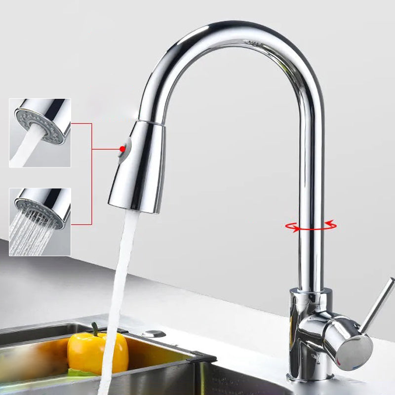 Modern 1-Handle Faucet Stainless Steel Pull down Standard Kitchen Faucet