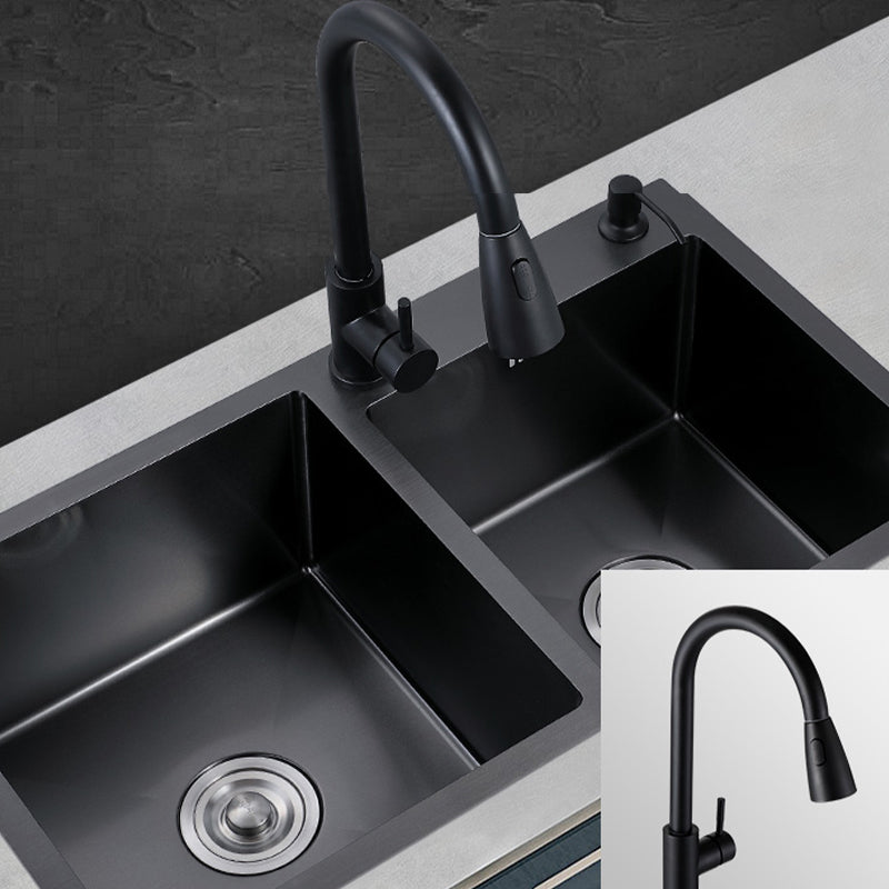 Modern Style Kitchen Sink Stainless Steel Rectangle 2 Holes Kitchen Sink